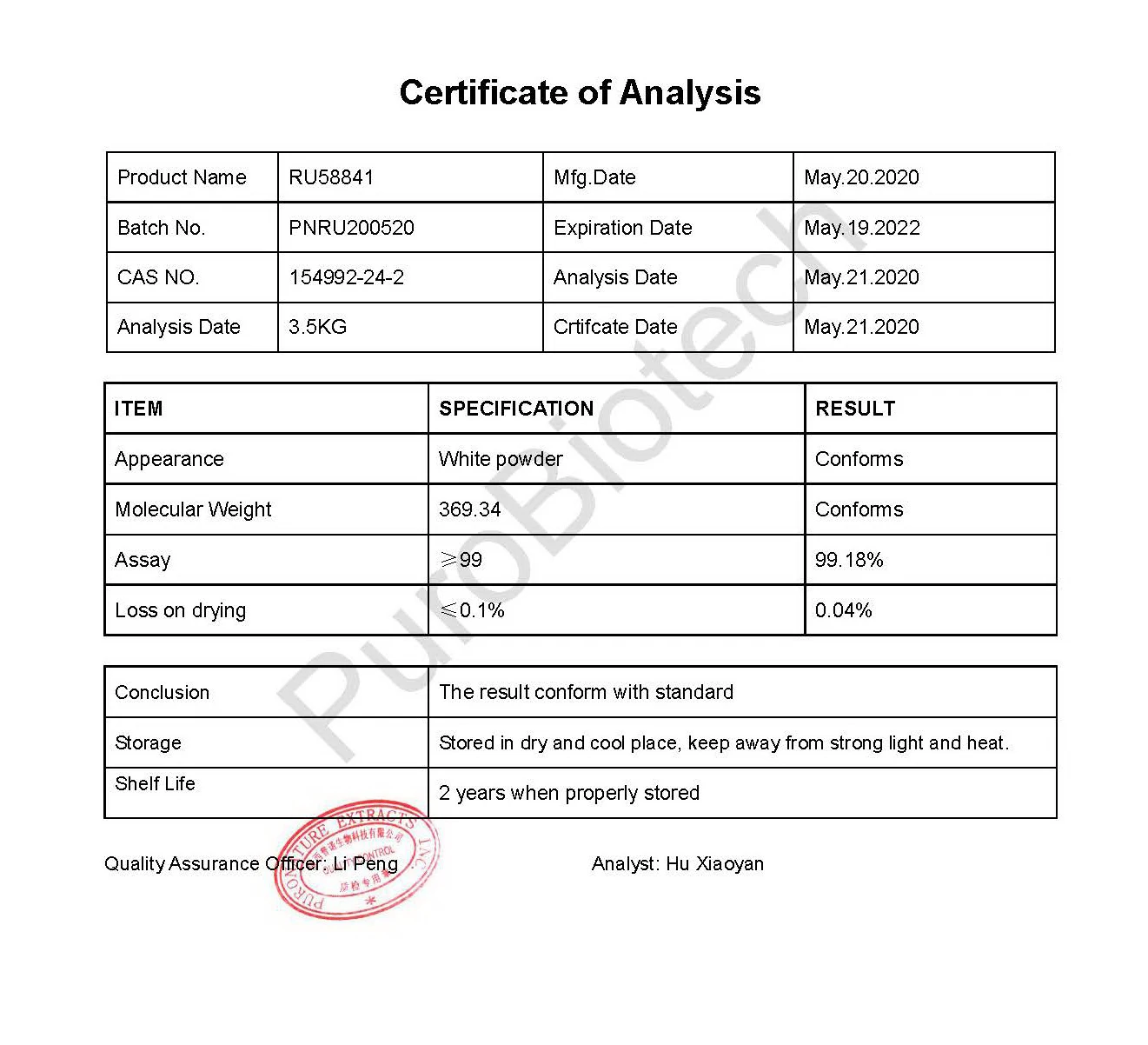 Soluci&oacute;n para p&eacute;rdida de cabello, polvo ru58841, 154992-24-2 Plus, 99% de pureza-3