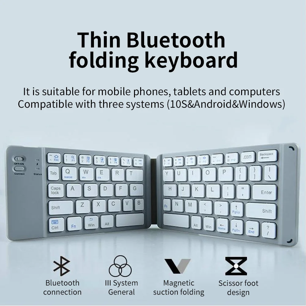 

Universal Wireless Bluetooth Keyboard for Windows, Android, IOS Mini Folding Keyboard for Laptop for Tablet for PC