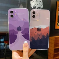 mountain scenery pattern transparent phone case for iphone 13 11 12 pro max 7 8 plus se 2020 x xs max xr soft clear cover fundas