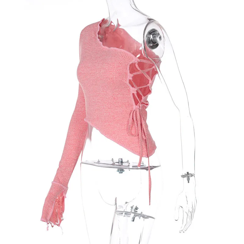 

Clytie New Spring Skew Collar T Shirt Women Long Sleeve Skinny Ladies Beach Outside Style Fashion Streetwear Female Top