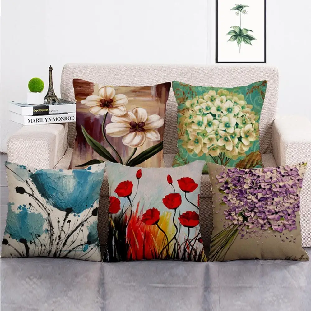 

18" Modern Cotton Linen Pillow Case Seat Office Bedroom Living Room Cushion Cover Square Home Decorative Pillowcase