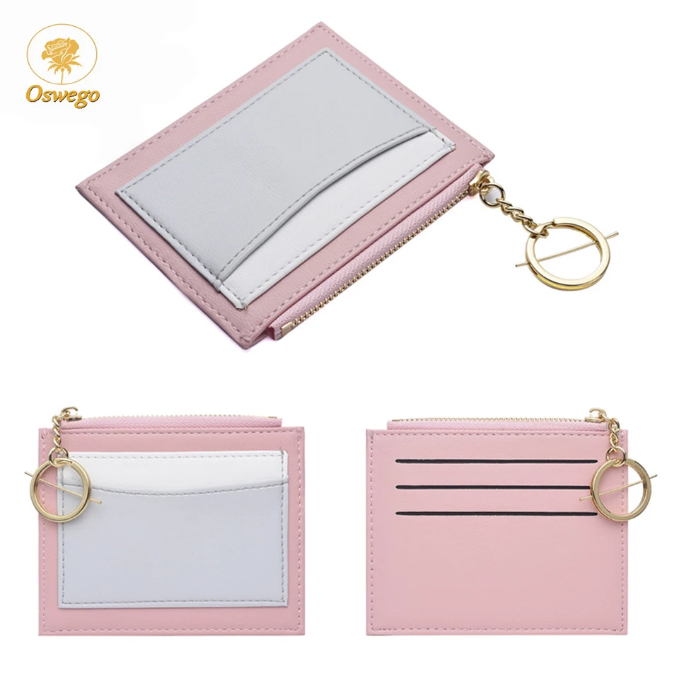 Oswego Милая Женская визитница для удостоверения личности на молнии ультратонкий