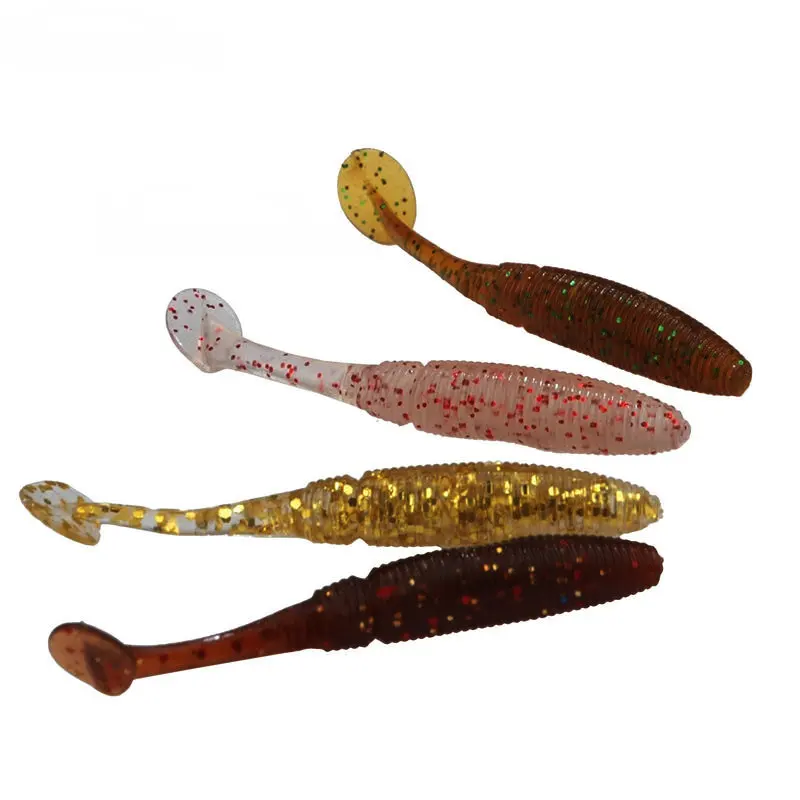JOHNCOO 12pcs Trout Fishing Lure Soft Bait Shad Worm 50mm 1g Silicone Lures Perch bait Artificial Soft Lures Artificial Wobbles