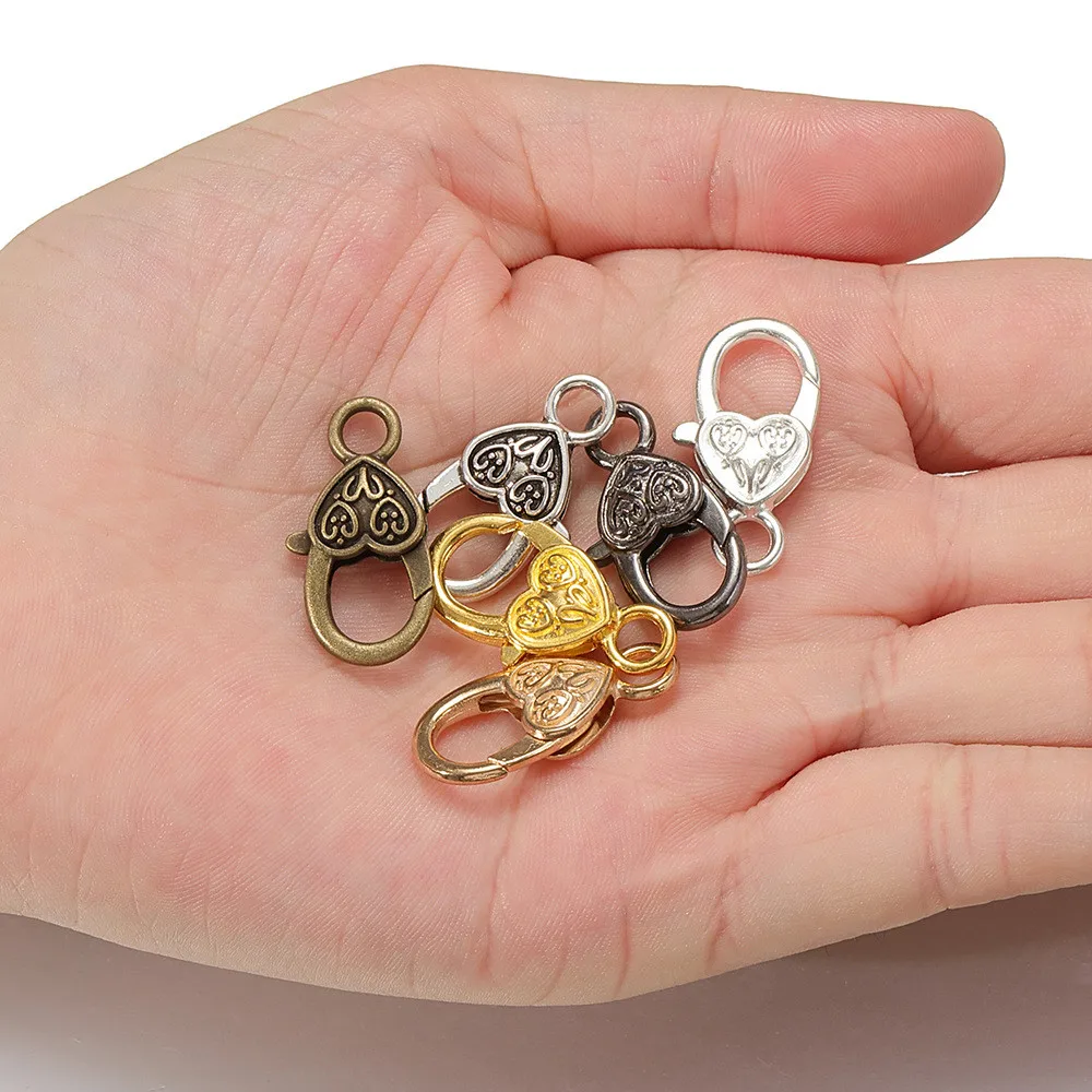 

10pcs/lot 2.6*1.5cm Lobster Clasp Hooks Heart Keychain Clasps Bracelet Chain Accessory For Jewelry Components Wholesale Diy