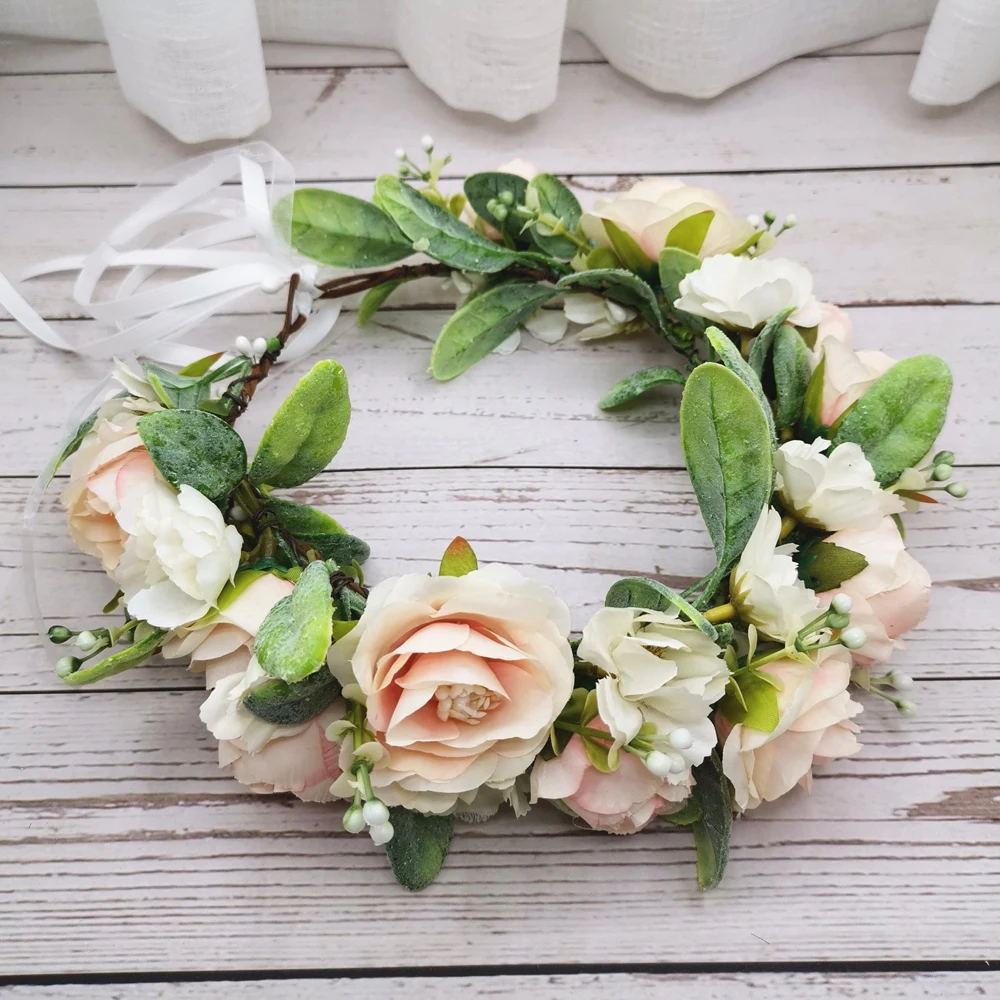 

Bridal Wedding Flowers Crown Festival Headband Women Hair Accessories Headdress Women Floral Garlands Wedding Flower Headwear