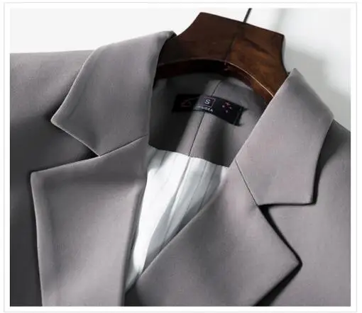 Высококачественная двубортная Черная куртка из ткани длинные элегантные