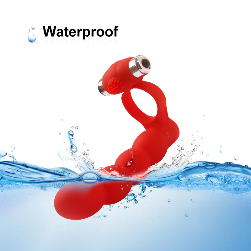 GUIMI пенис вибрационное кольцо 7 Скорость двойное вибратор Strapon анальные шарики