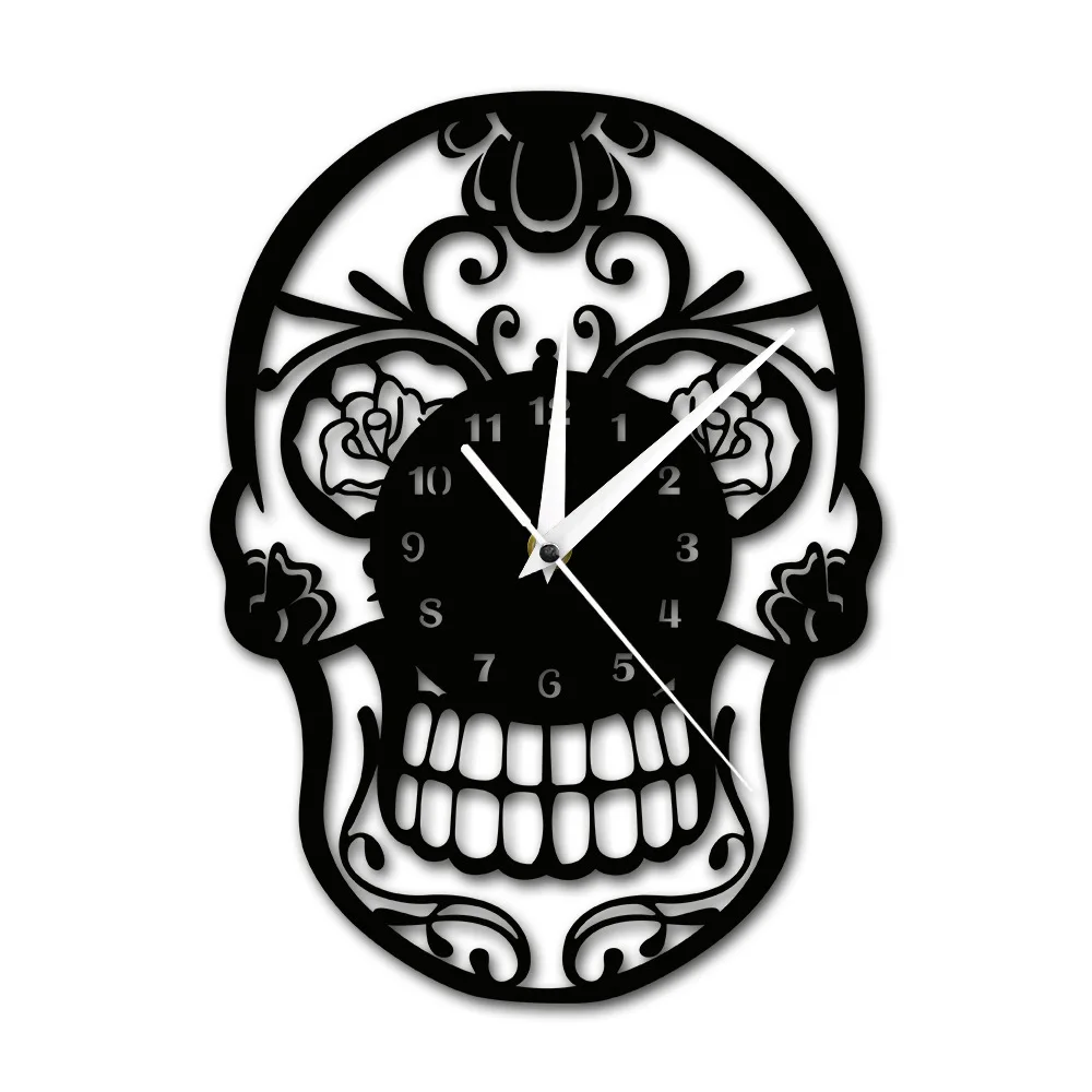 

Skull Cartoon Hanging Clock Mute DIY Clock Modern Living Room Bedroom Home Mirror Decoration