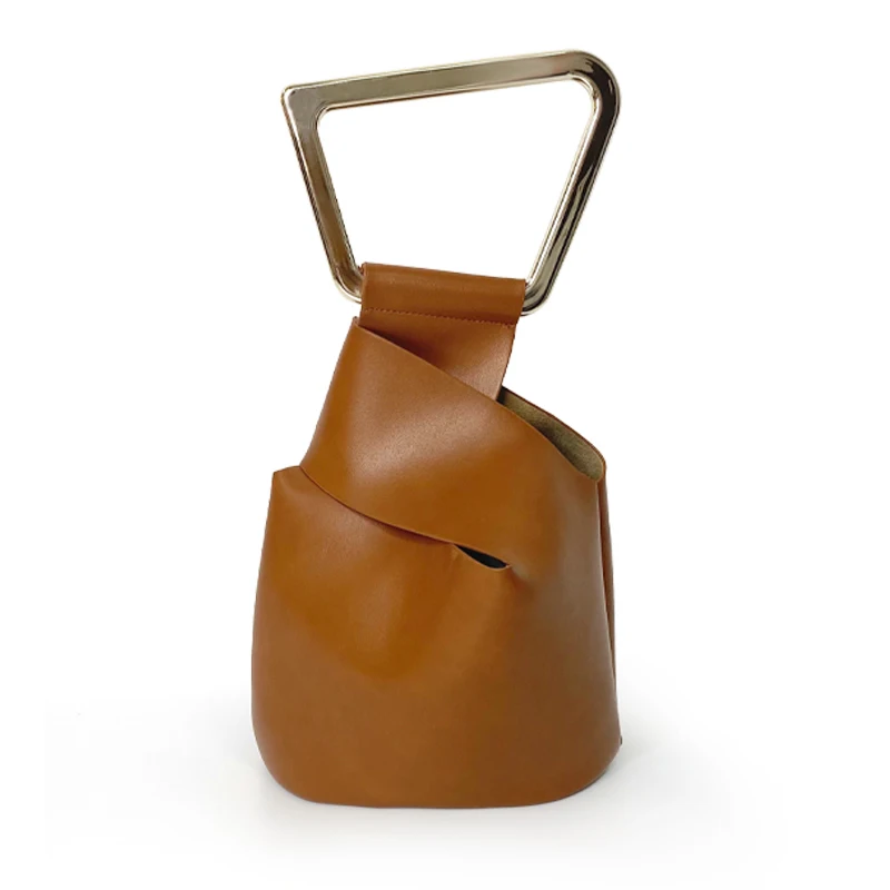 High Quality PU Leather Irregular Bucket Bags 2021 Fashion Ladies Evening Bag Acrylic Handle Women's Handbags Casual Tote |