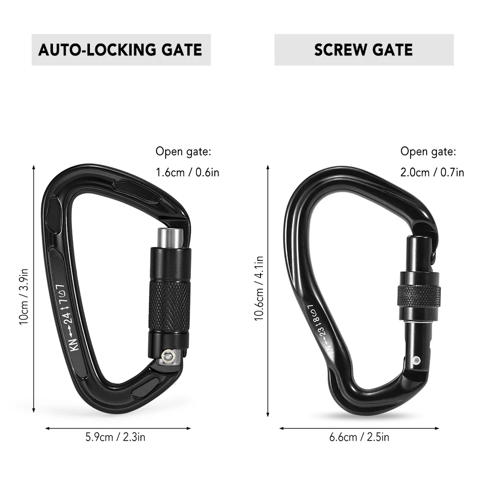 

23KN Twist Gate Carabiner 24KN Auto Locking Screw D Shape Buckle Pack Rappelling Hammock Locking Clip D-ring Climbing Outdoor