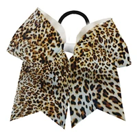 2pces new leopard large cheer bows 8 bulk hair bow accessories with ponytail holder for girls high school college cheerleading