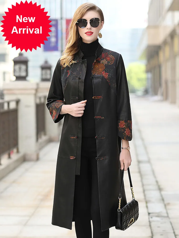 

2020 fashion sheepskin silk cloud yarn windbreaker coat genuine leather coat for women