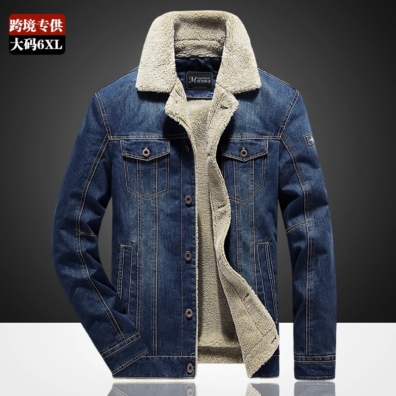 

Plus Size Vogue Denim Jacket Men Winter Wool Liner Warm Mens Jackets Brand Outwear Jeans Coats Male Cowboy Clothing Motorcycle
