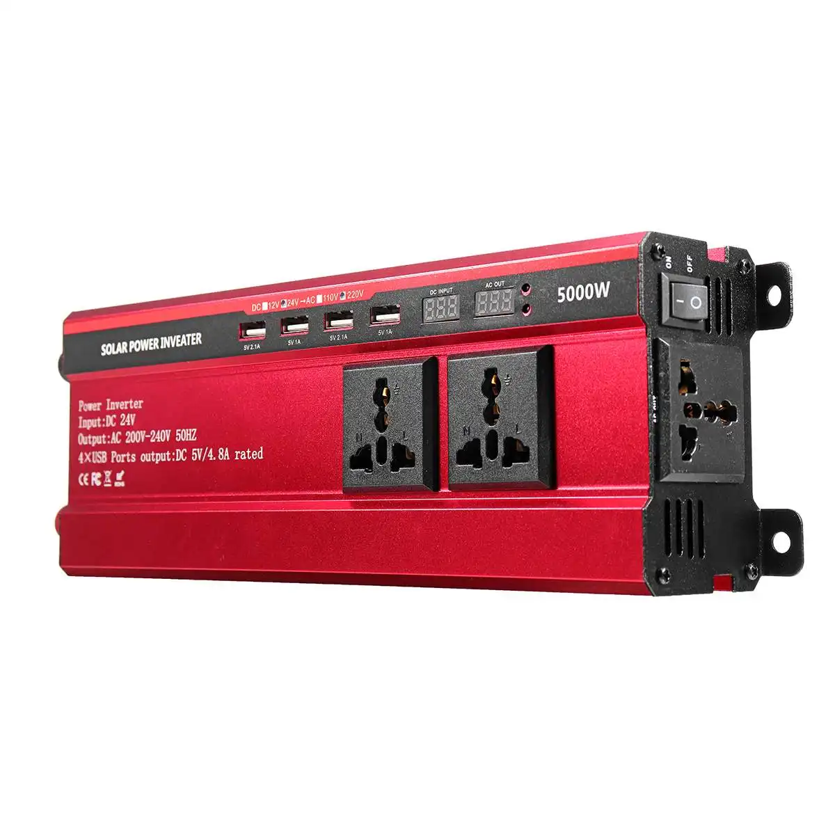 Autoleader 5000 Вт Солнечный Инвертор постоянного тока 12 В/24 В к AC 110 В/220 В модифицированный синусоидальный преобразователь для автомобиля и грузовика