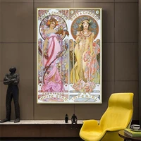 alphonse mucha vintage illustration canvas posters and prints decorative art nouveau canvas paintings wall art piuctures cuadros