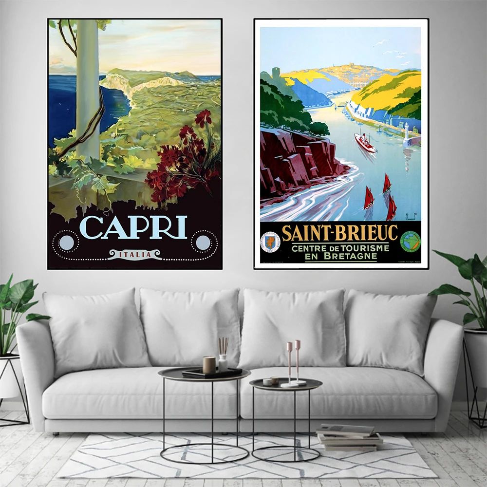 Винтажный постер в скандинавском стиле для путешествий Италия Капри Куба