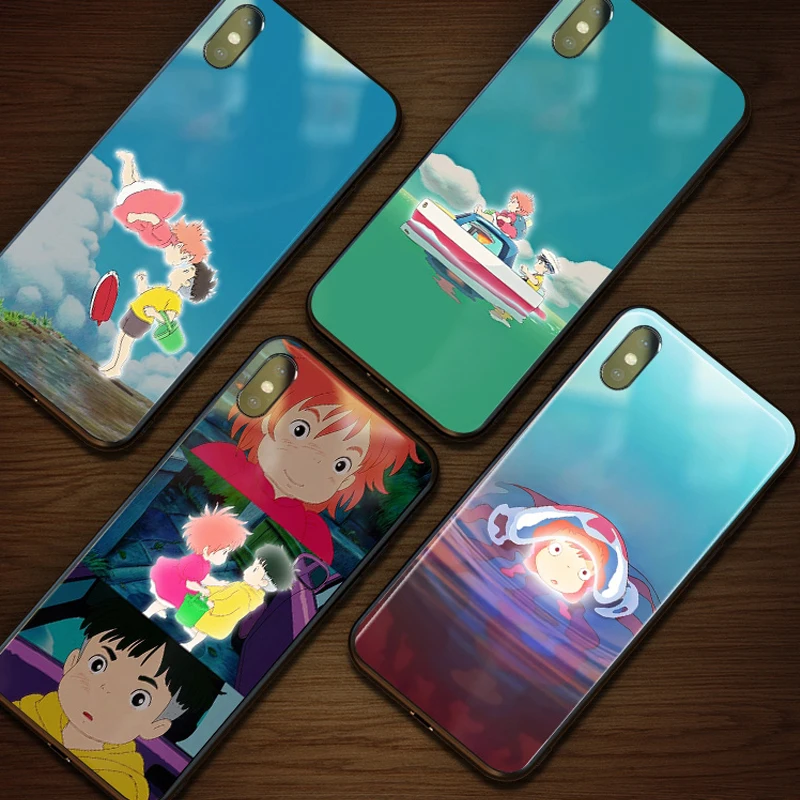 Умный светодиодный светящийся чехол для телефона iphone 7 8 s Чехол Ponyo на скале Apple plus