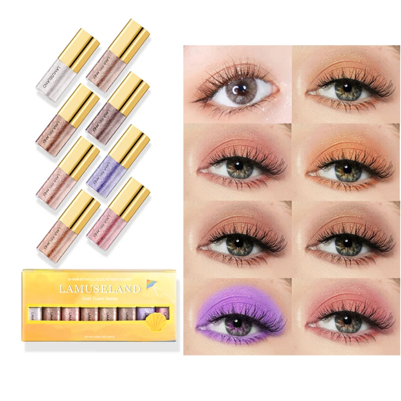 

8 Colors/set Liquid Eye Shadow Glitter Eye Makeup Eyeshadow Mini Makeup Set Waterproof Anti-sweat Lasting Cosmetic TSLM1