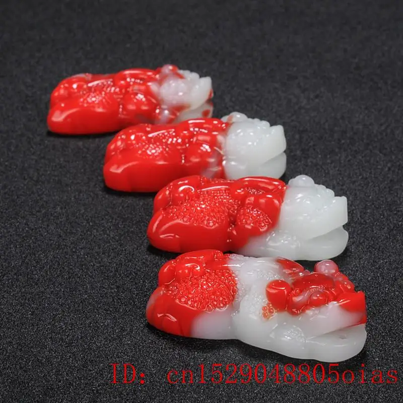 Кулон в виде тигра из Нефритового камня натуральный цвет китайский красно-белый