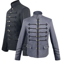 medieval retro mens solid punk jacket coats stand up collar temperament embroidery design long sleeve for male stage costumes