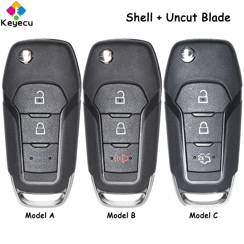 

Флип-чехол KEYECU для автомобильного ключа с 2 3 кнопками-брелок для Ford S-MAX MK2 MK7 Explorer Ranger Fusion Escort Galaxy Mondeo