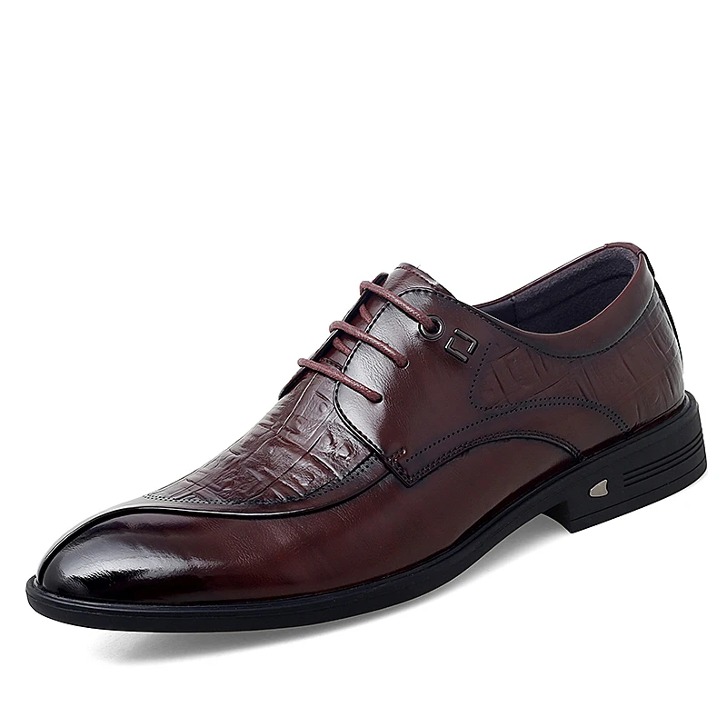 

Туфли мужские кожаные с узором под крокодиловую кожу, заостренный носок, туфли дерби, повседневные, деловые, офисные туфли, свадебные туфли ...