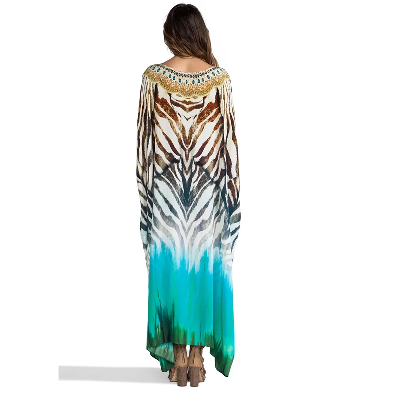 Пляжное платье Morrocan Kaftan для женщин длинное пляжное с богемным принтом Q1074