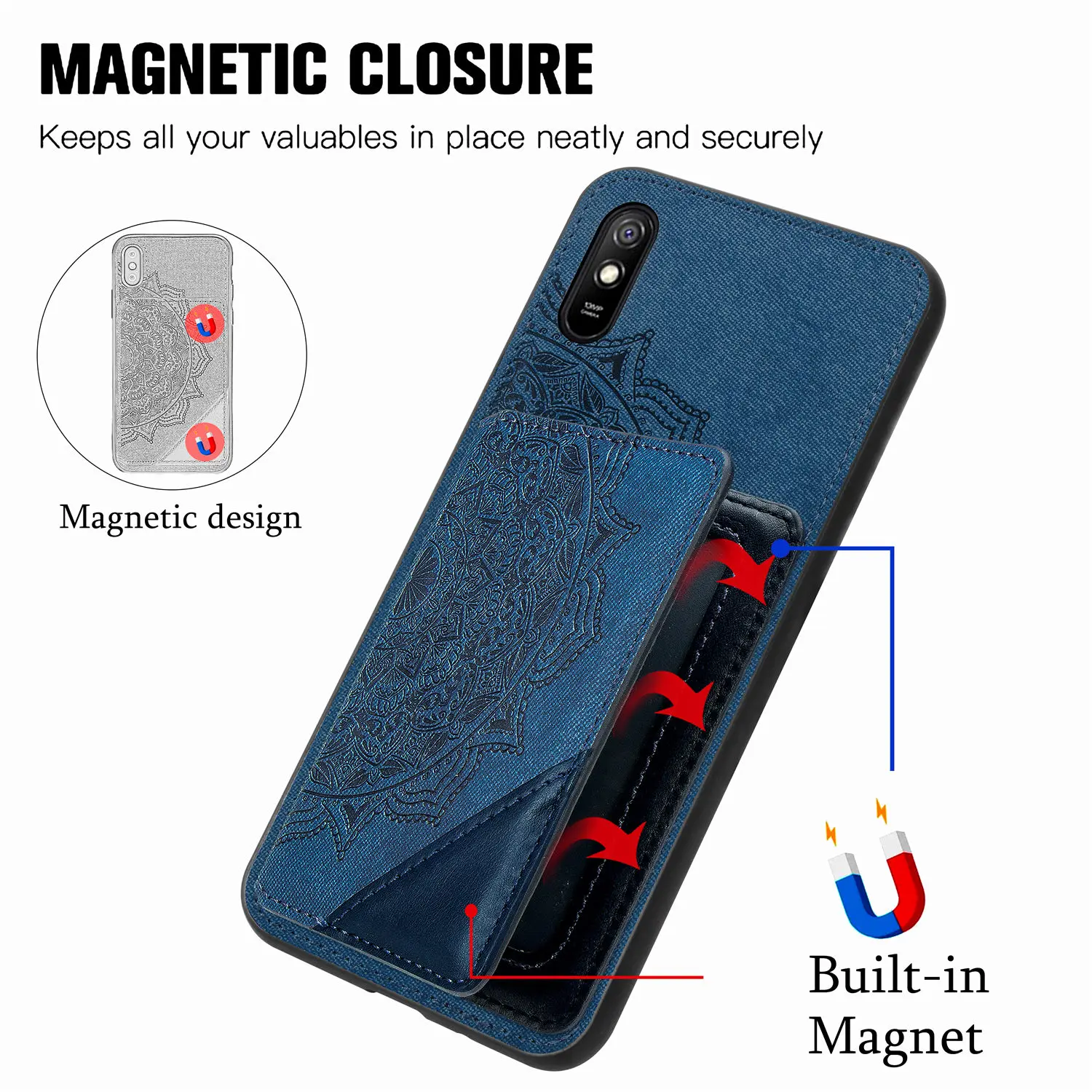 

Shockproof Cases for Xiaomi Redmi Note9 Pro Max Case Card Holder Red Mi Note 9 8T 8 7 Redmi9A 9A 9C 8A 7A Cover Magnetic Stand