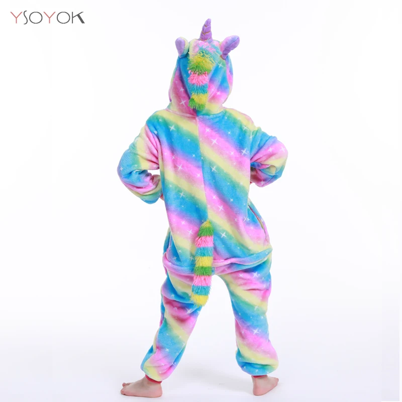 Kigurumi/Детские пижамы для мальчиков и девочек; пижамы с единорогом; фланелевые детские пижамы; костюм для сна с животными; зимние комбинезоны с котом