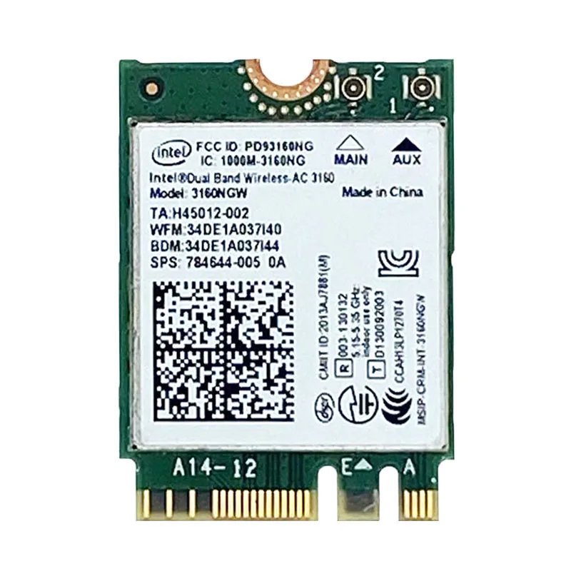 Двухдиапазонный беспроводной адаптер Intel 3160NGW AC 3160 3160ac ac3160 802.11ac Wi-Fi + Bluetooth для