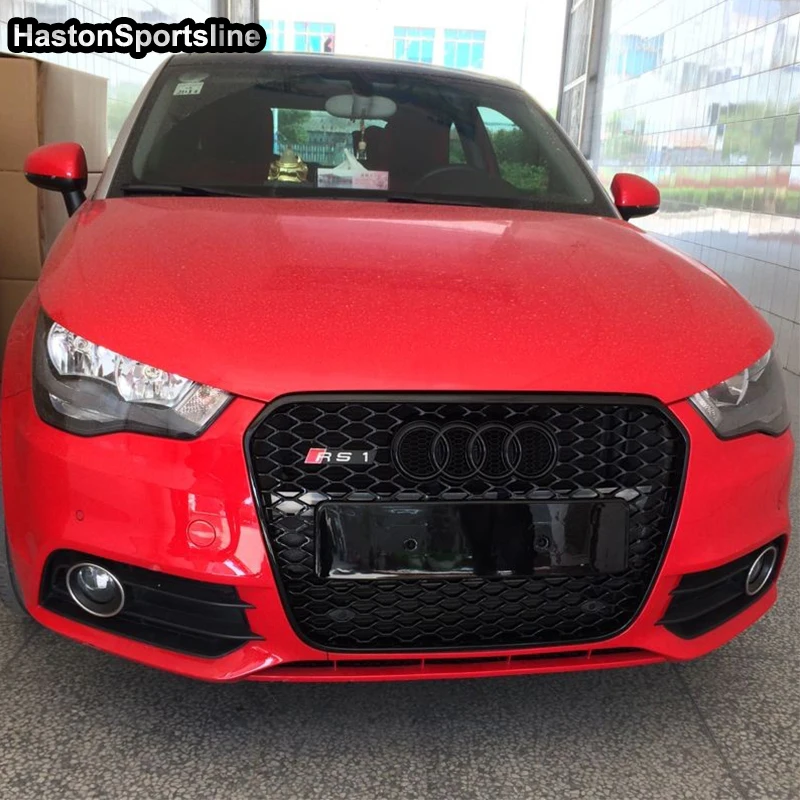 Передняя решетка гриль для audi A1 автомобильный бампер сетка с 4 кольцами логотипом