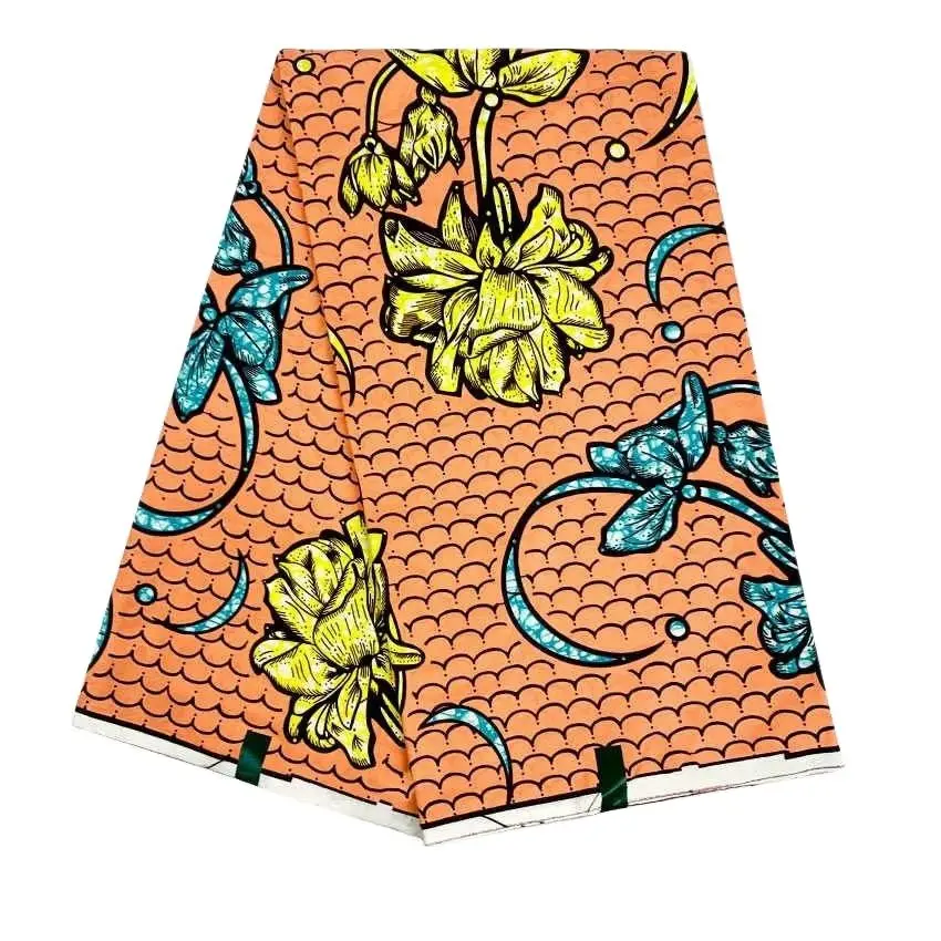 

African Wax Fabric 2021 High Quality Batik Fabric 100% Cotton Soft Ankara Print Cloth 6Yard for Dresses
