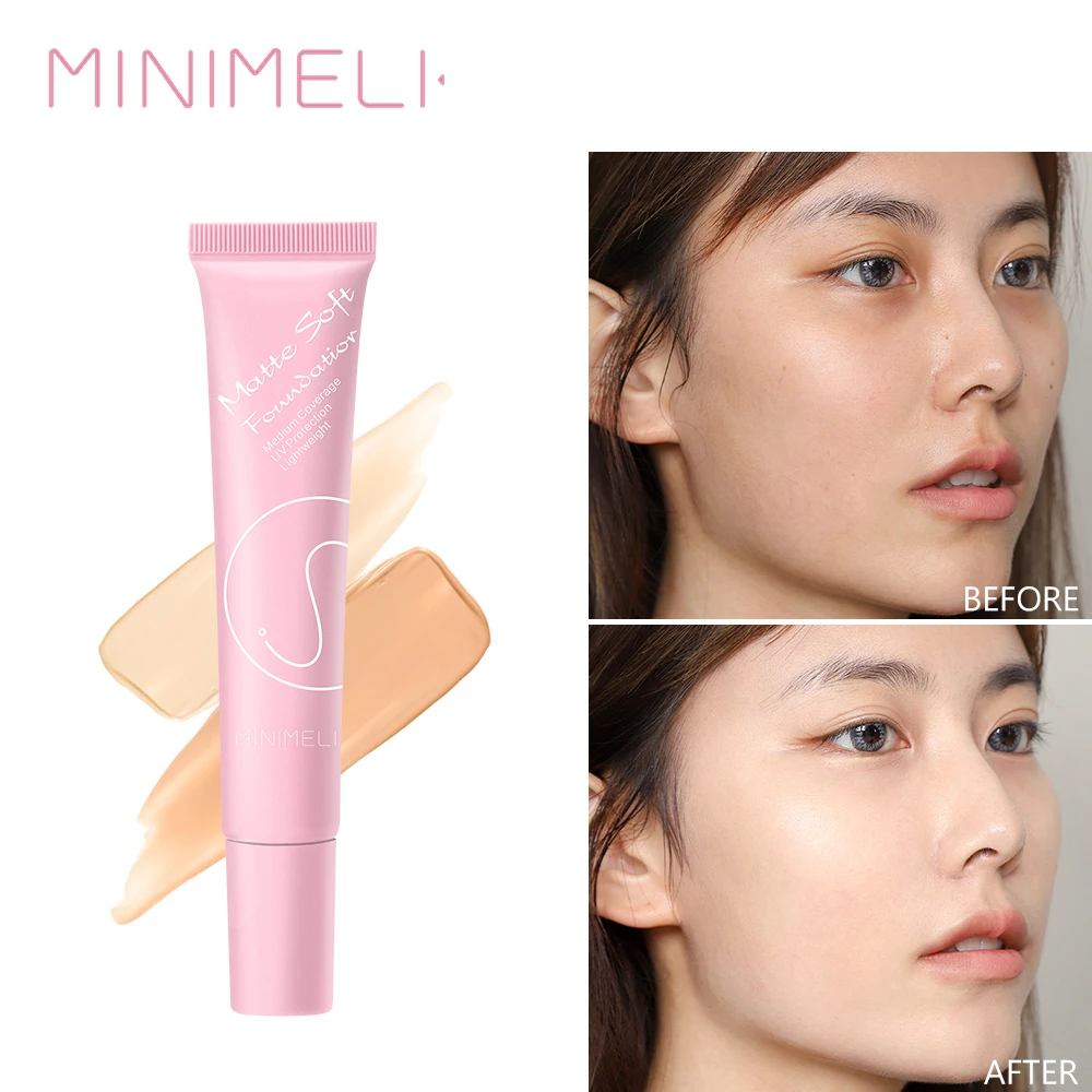 

MINIMELI Face Foundation Base Makeup Matte Oil Control Smooth Finish Concealer Full Coverage Moisturizer Brighten Cosmetic