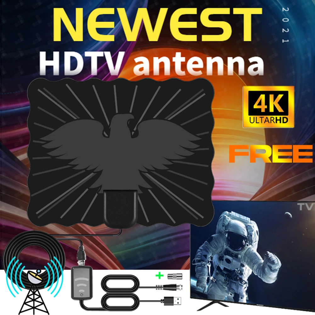 

Цифровая HDTV антенна 4K 150 миль внутренний сигнал антенна приемника усилитель VHF (172-240 МГц)/UHF (470-860 МГц)