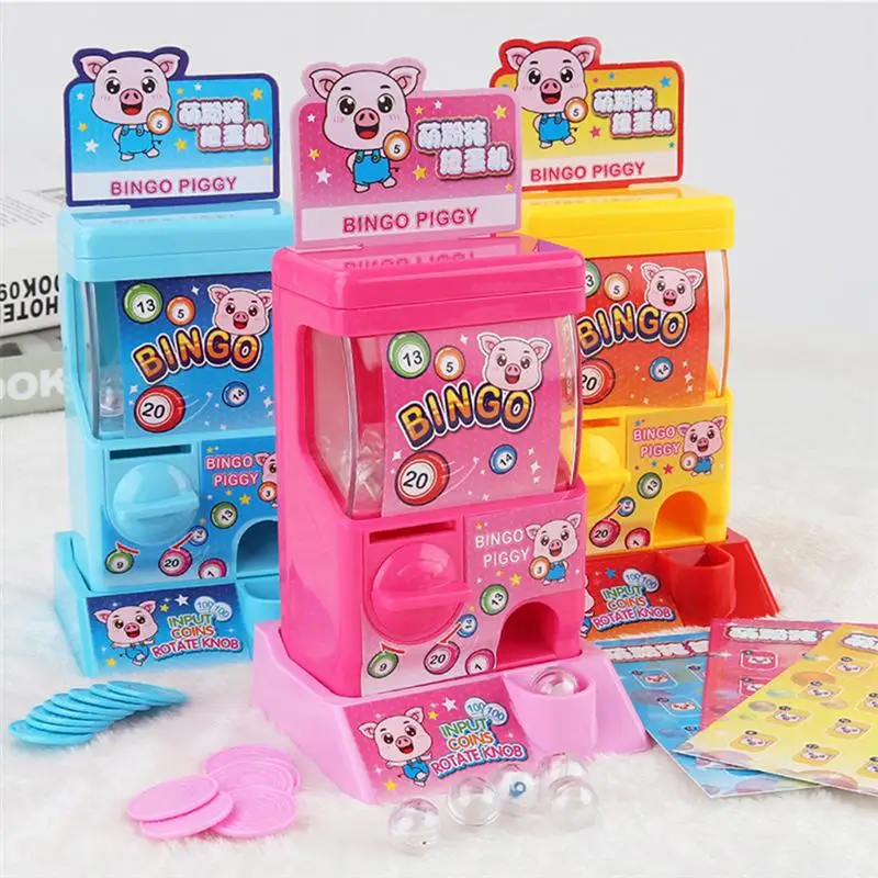 Lovely Pink Pig Gashapon Machine Set Grabbing Catcher Machine Egg Twisting Toy Coin-operated Game Machine Digital Ball Game Toy