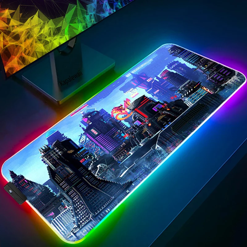 led mousepad mice gaming mouse pad rgb anime large keyboard rubber speed desk accessories computer rug laptop carpet cs go mat free global shipping