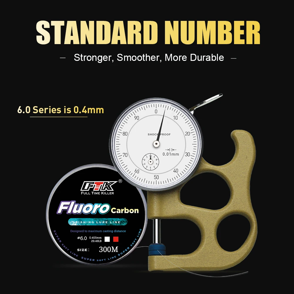 FTK 300M Carbon Fiber Coating Lure Fishing Line - 0.14-0.5mm - 1.88-15.6kg - Wearable Leader - Fluorocarbon Line Accessories image 6