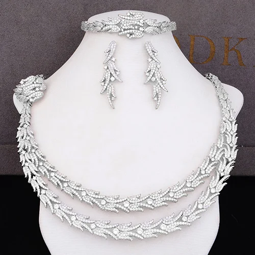 Silver GODKI 4 шт. модные подвески летающие Лебеди птица комплекты украшений для женщин Дубай Свадебные Роскошные кубический циркон массивные ювелирные наборы - Окраска металла: Silver