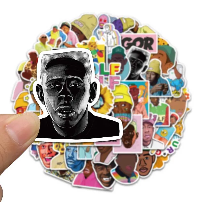 Pegatinas Pop-Singer Tyler The Creator para maleta, guitarra, port&aacute;til, motocicleta, coche, Ordenador de monopat&iacute;n, 50 Uds.-5