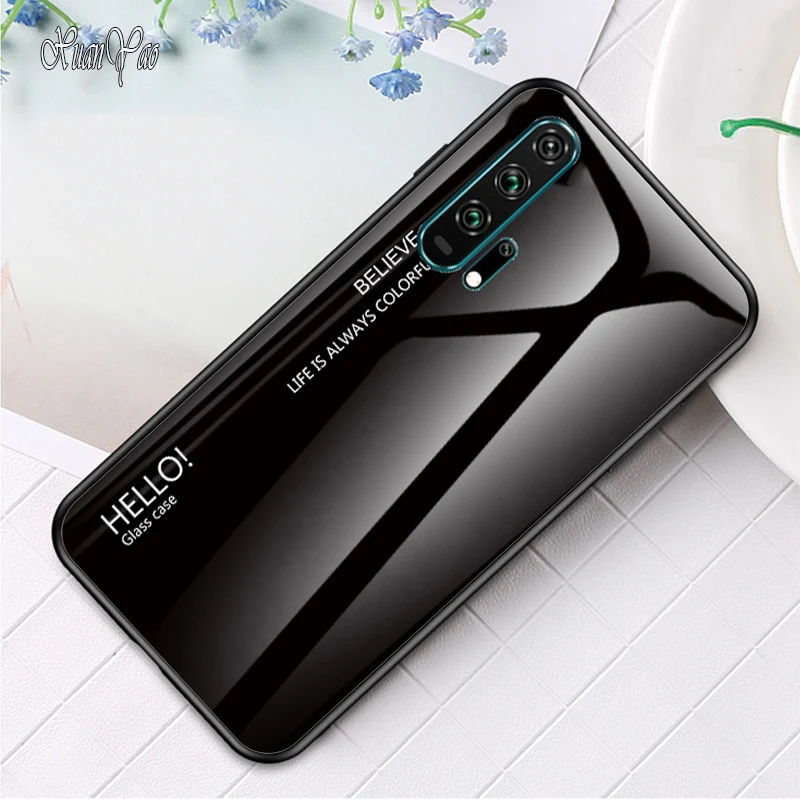 Чехол для Huawei Honor 20 Pro стеклянный чехол силиконовый с закаленным стеклом задняя