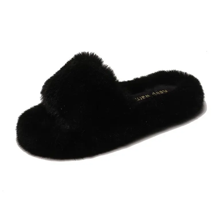 

Furry Slippers Women Open-toed Fur Slippers Zapatos De Mujer Fashion Fuzzy Slippers Womens Shoes Maggie's Walker House Slippers
