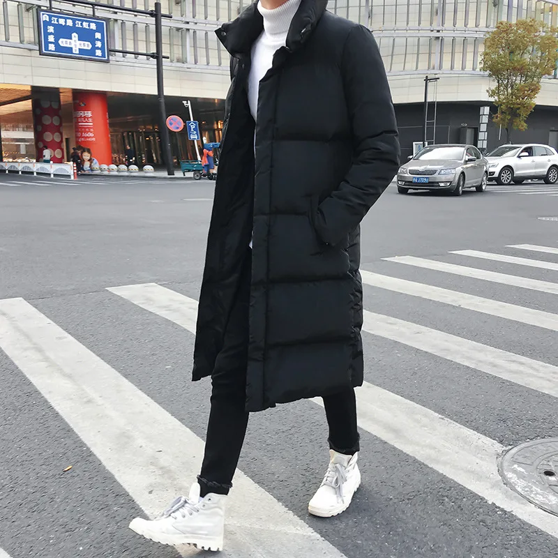 

Mens Long Down Jacket Coat Luxury Brand Winter Solid Black Parkas Men Plus Size 4XL Thick Warm Slim Fit Male Overcoat