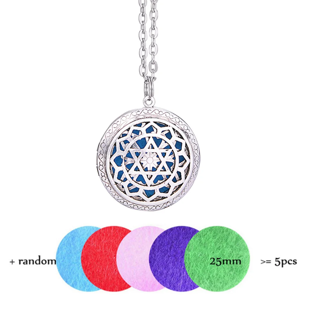 

2020 Round Chain Cushion Perfume Essential Oil Diffuser Box Necklace Retro Star Necklace Antique Aromatherapy Pendant