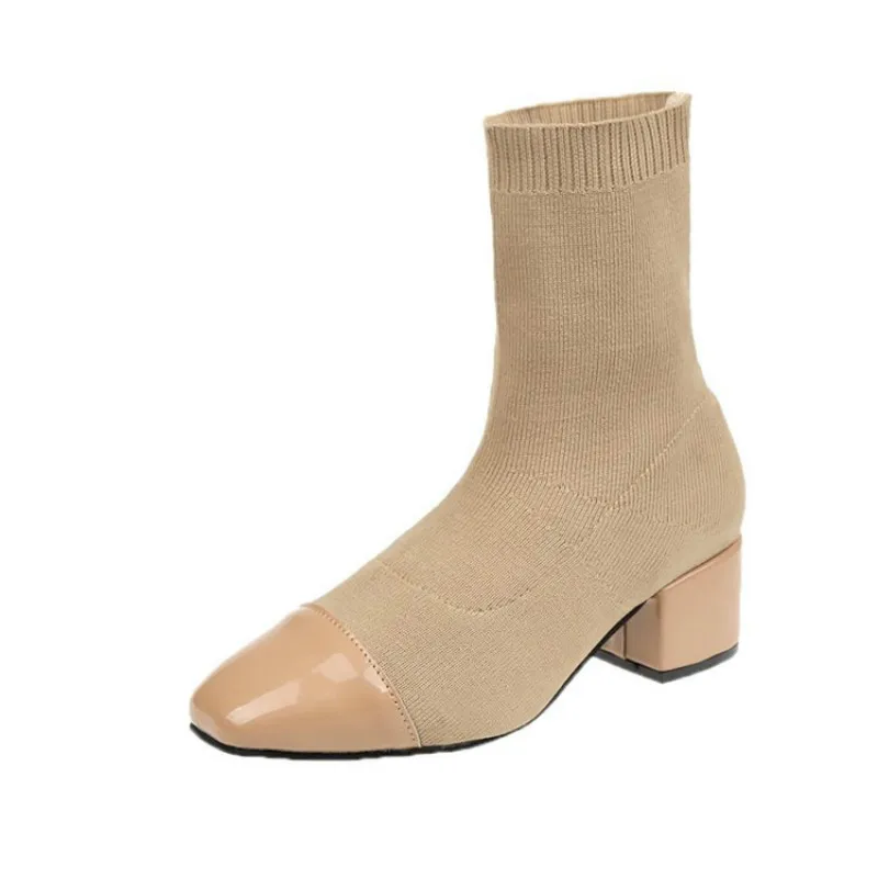 Осенняя женская обувь вязаные шерстяные эластичные сапоги-чулки для женщин