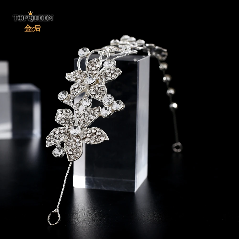 TOPQUEEN SH260 Большой Хрустальный цветок пояс невесты Тонкий цветочный свадебный пояс горный хрусталь цветок свадебный пояс серебряный сплав пояс невесты
