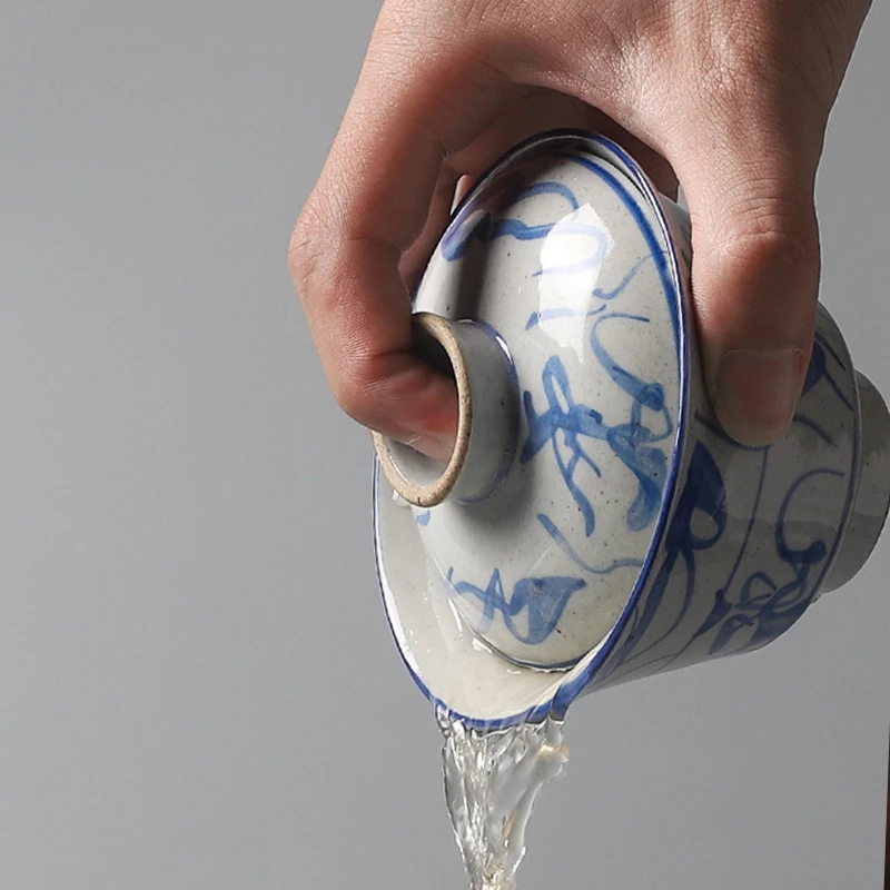 Фарфоровый чайный сервиз Jingdezhen классический изысканный набор белого и голубого