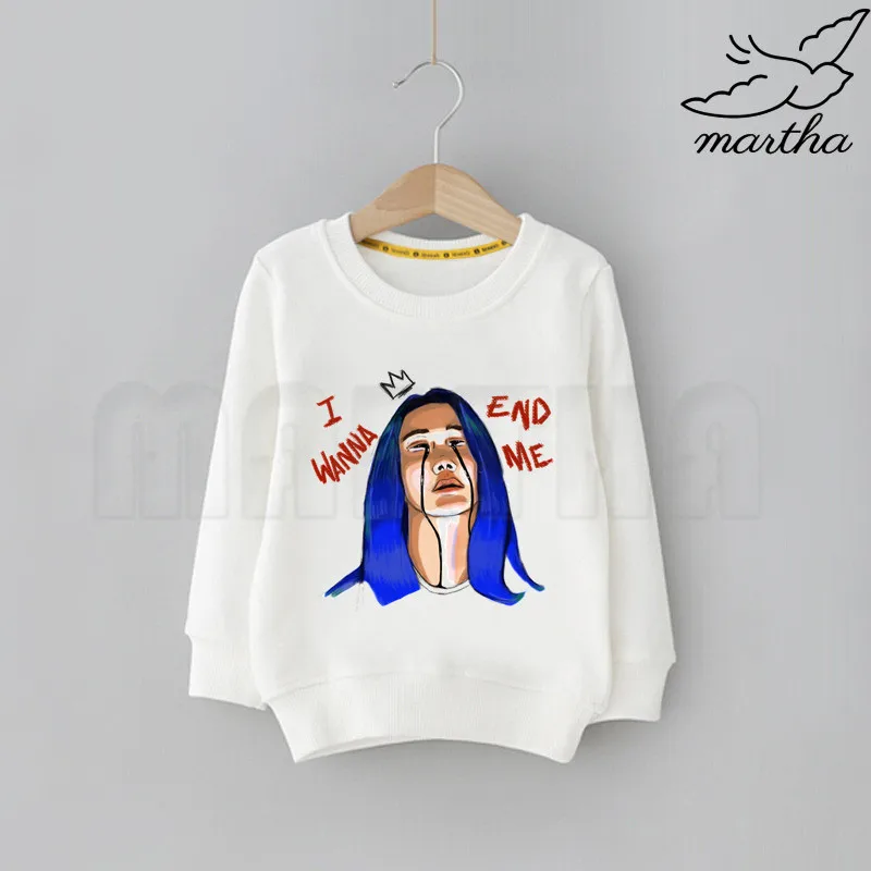 K Детские толстовки с героями мультфильмов Billie Eilish; детские толстовки с капюшоном; модные толстовки с милым принтом; детская забавная одежда; толстовки с героями мультфильмов для малышей - Цвет: K
