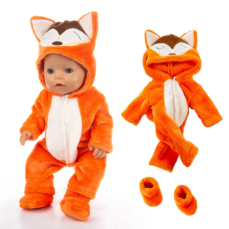 

Fit 18 inch 40-43cm Baby New Born Doll Clothes Doll Fox Powder Pig Blue Elephant Cow Owl Accessories For Baby Birthday Gift