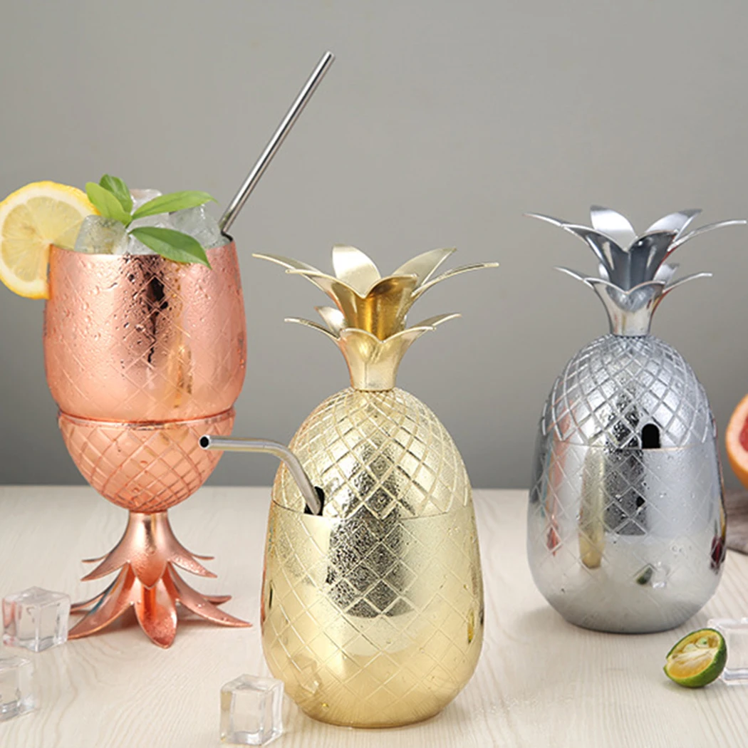 

500ML Pineapple Martini Glasses Party Bar Cocktail Cups Appetizer Dessert Cup Metal Drinking Mug For KTV Drinkware Coffee Mug