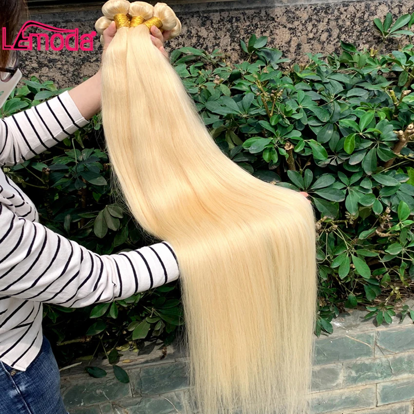 Lemoda 613 пряди прямые человеческие волосы 28 30 дюймов бразильские Remy Цветной блондин